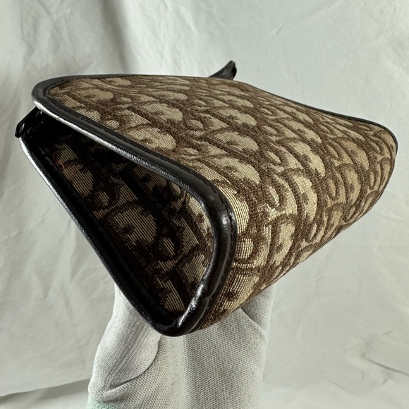 Genuine CHRISTIAN DIOR vintage brown canvas clutch with logo 70s - Picture 8 of 12